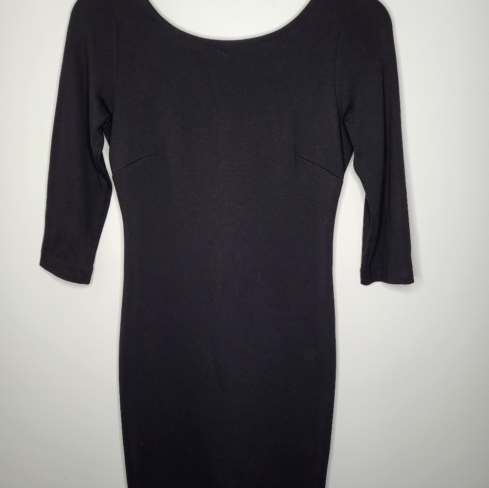 Artizia Babaton Sz 6 Low Back Sheath Dress Round Neck Zip Scuba-Like Fab…